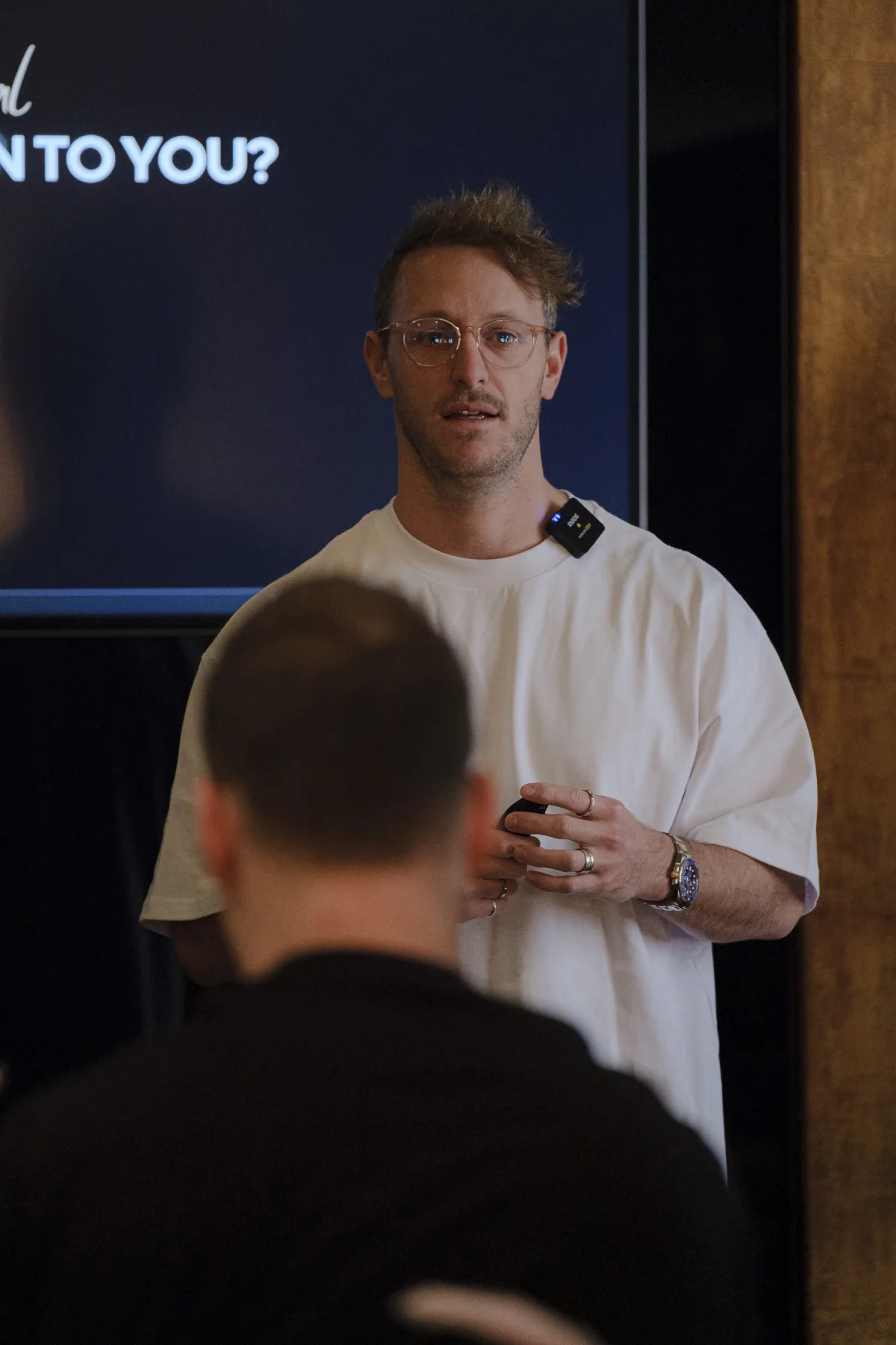 Brando presenting to business owners